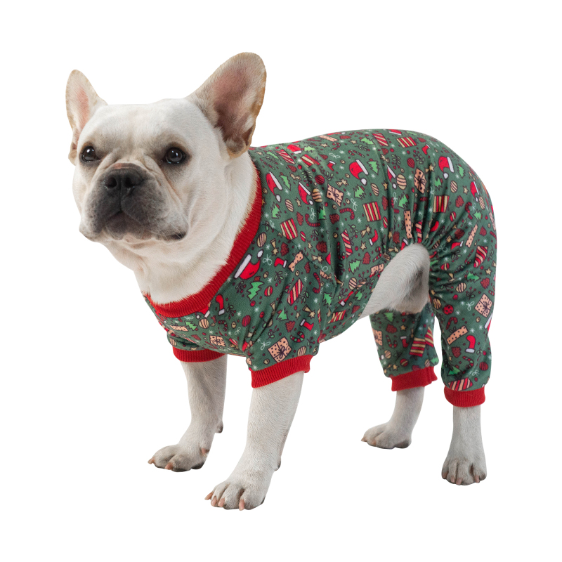 Santa Tree Dog Pajamas for Christmas and Holiday,Dark Green