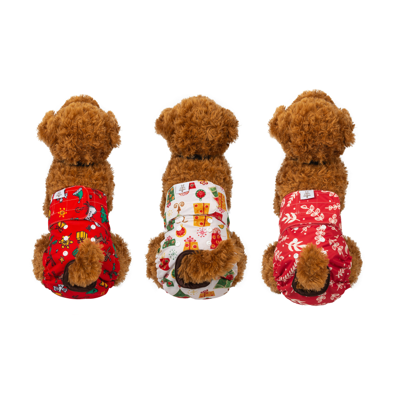 3 Pack Christmas Style Dog Diapers
