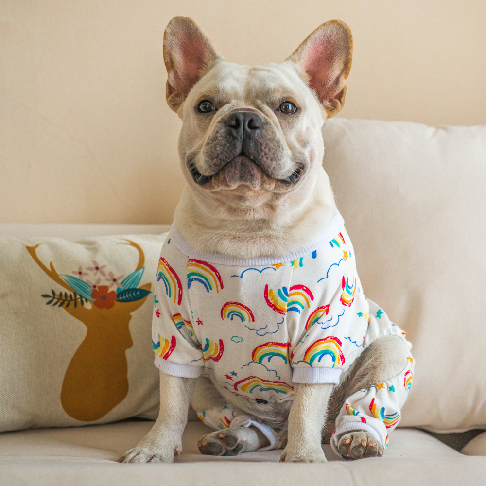 2 pack of Cotton Dog Pajamas - Rainbow&Clouds