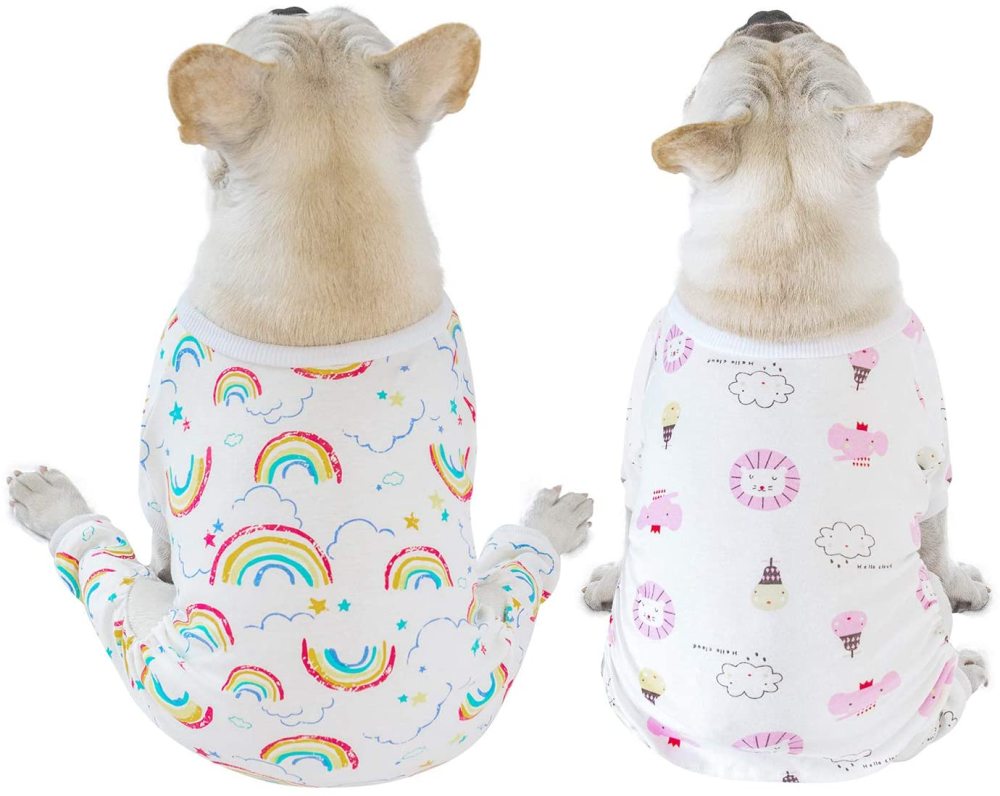 2 pack of Cotton Dog Pajamas - Rainbow&Clouds