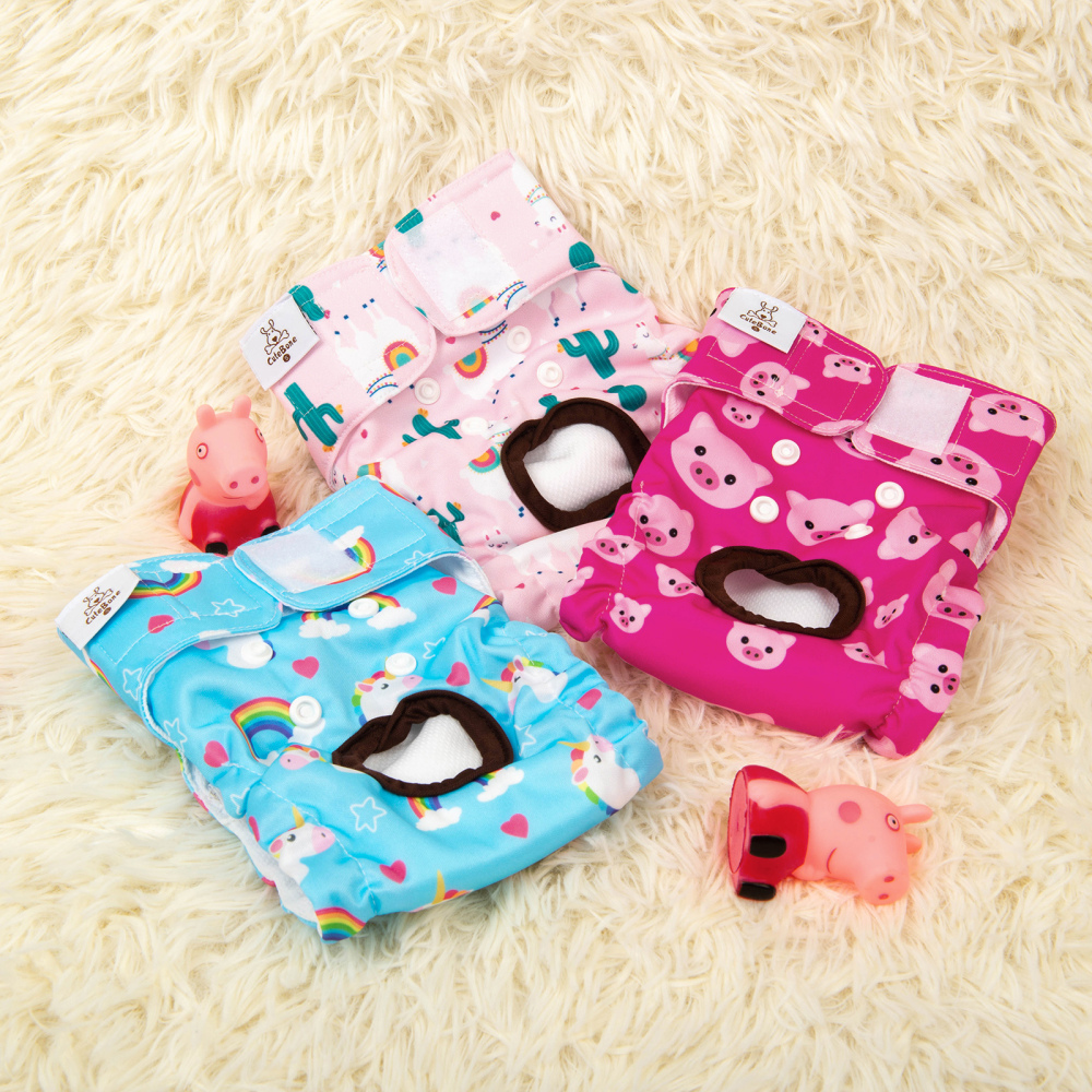 3 pack female dog diapers- Pig&Sheep&unicorn