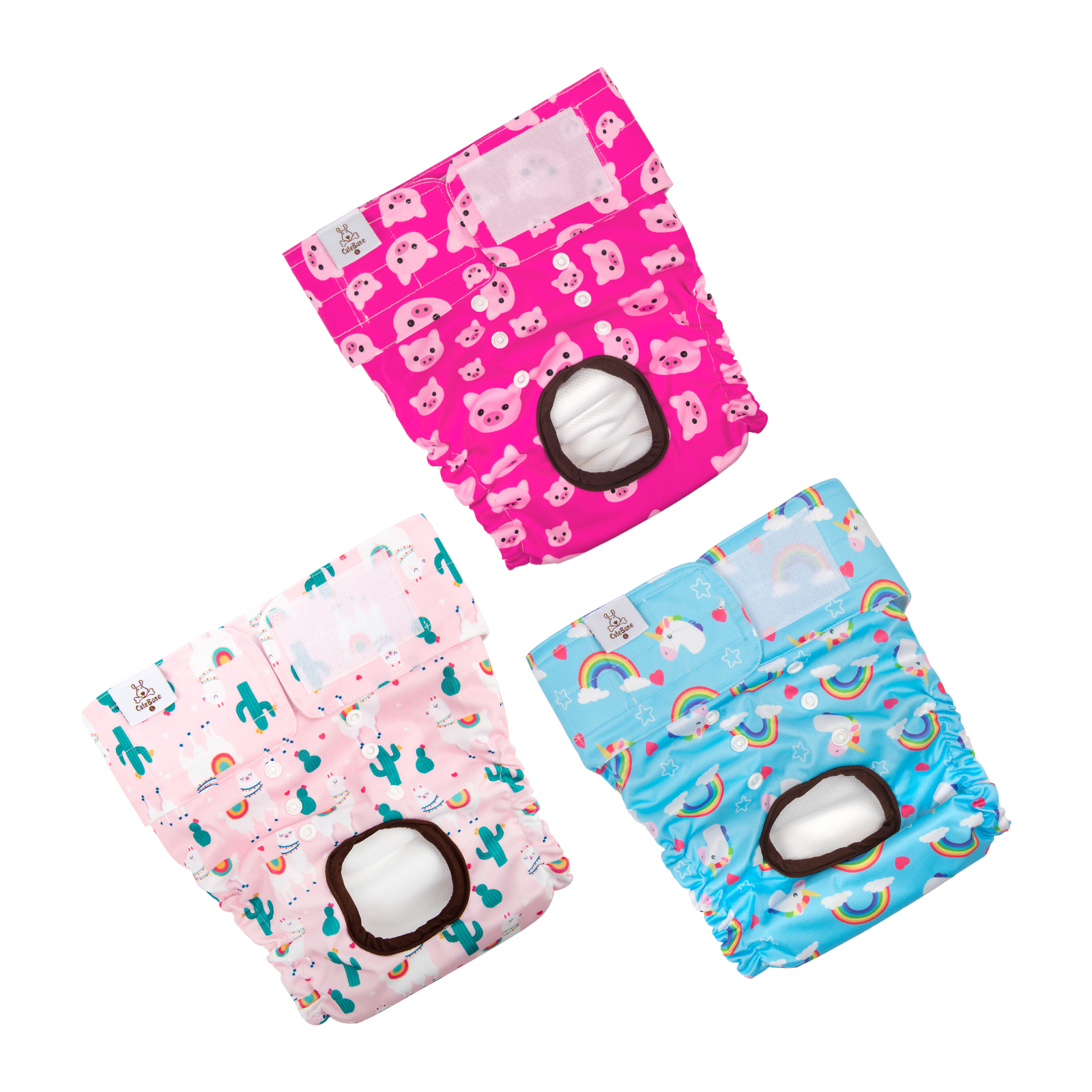 3 pack female dog diapers- Pig&Sheep&unicorn