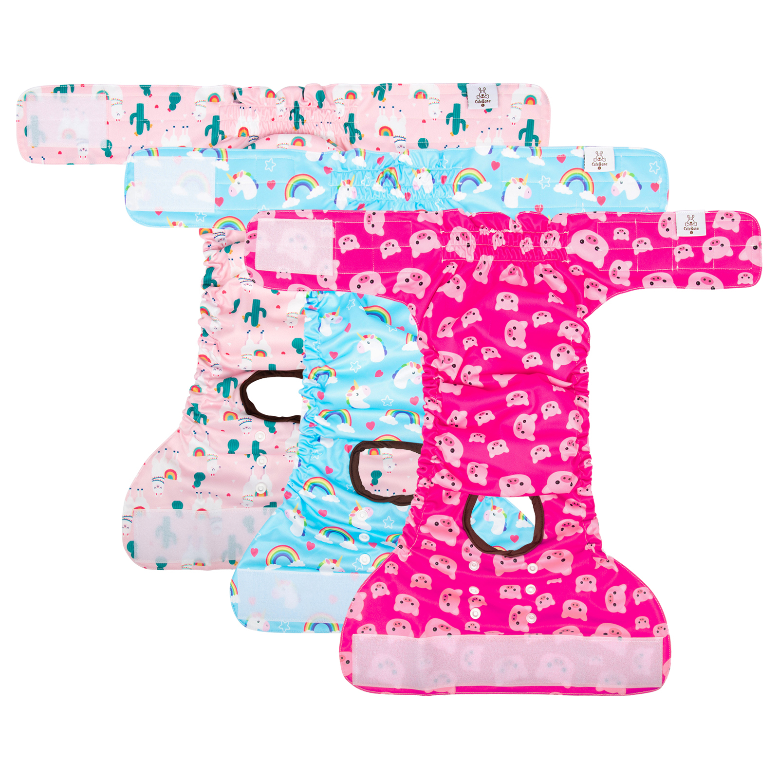 3 pack female dog diapers- Pig&Sheep&unicorn