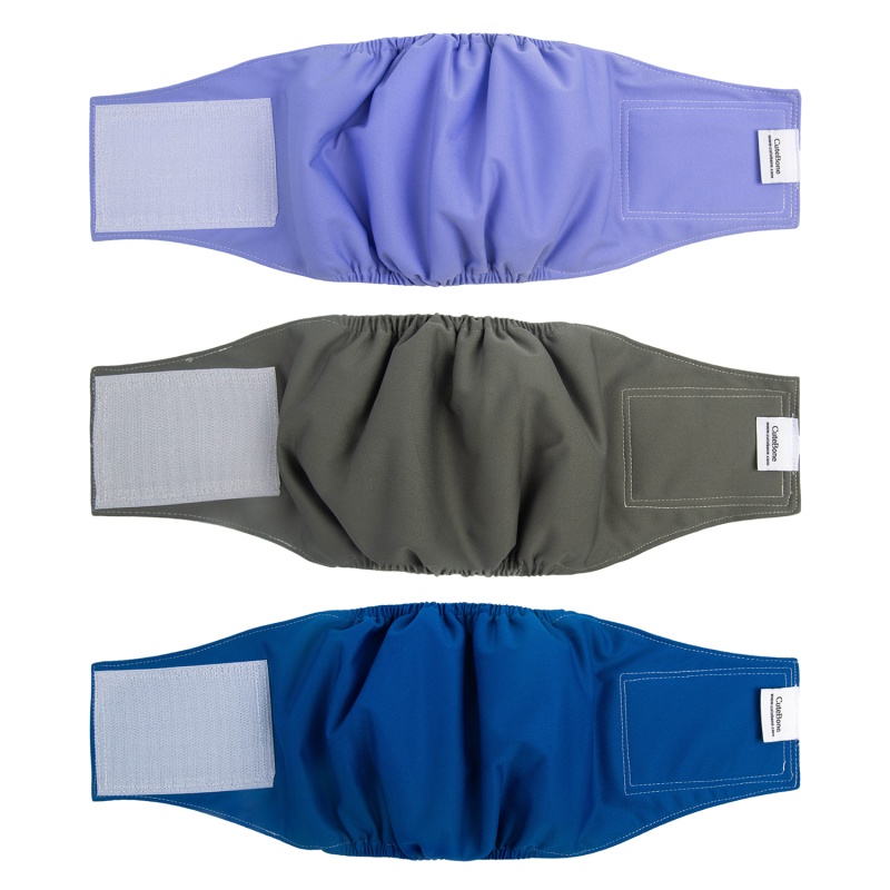 3pcs Washable Belly Bands for Male Dogs -- Purple&amp;Grey&amp;Blue