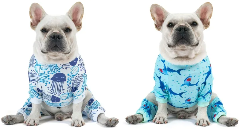 2 pack Cotton and Stretchy Dog Pajamas - Sharks &amp; Jellyfish