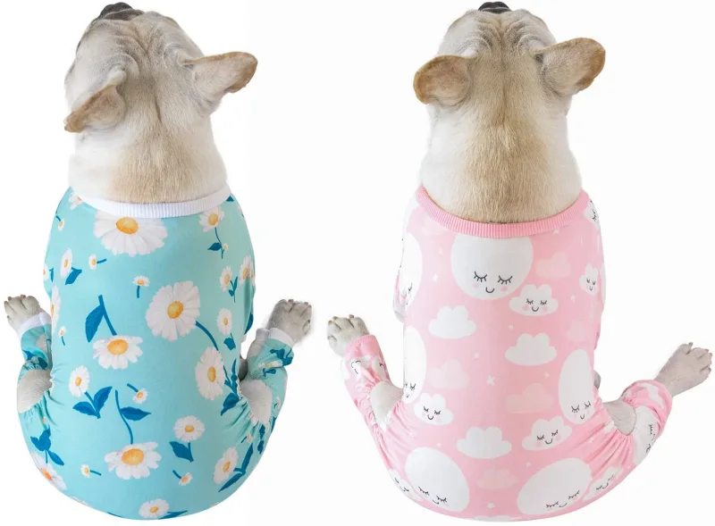 2 pack Cotton and Stretchy Dog Pajamas - Clouds&amp;Flowers