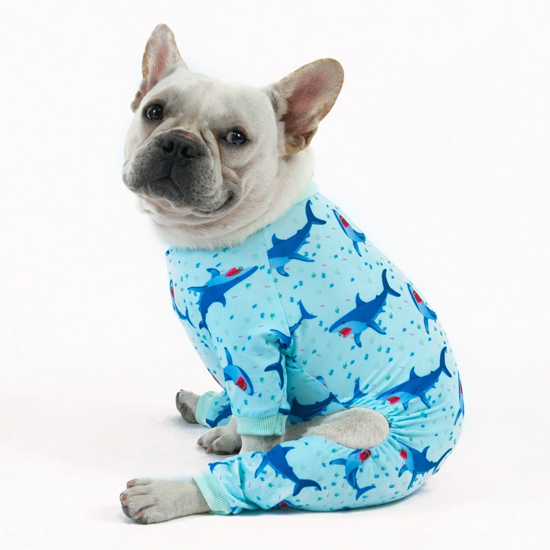 2 pack Cotton and Stretchy Dog Pajamas - Sharks &amp; Jellyfish