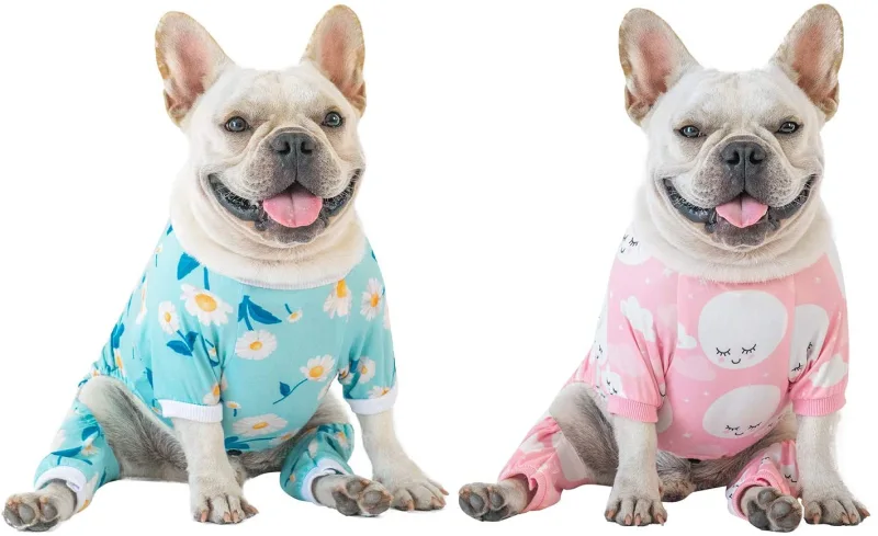 2 pack Cotton and Stretchy Dog Pajamas - Clouds&amp;Flowers