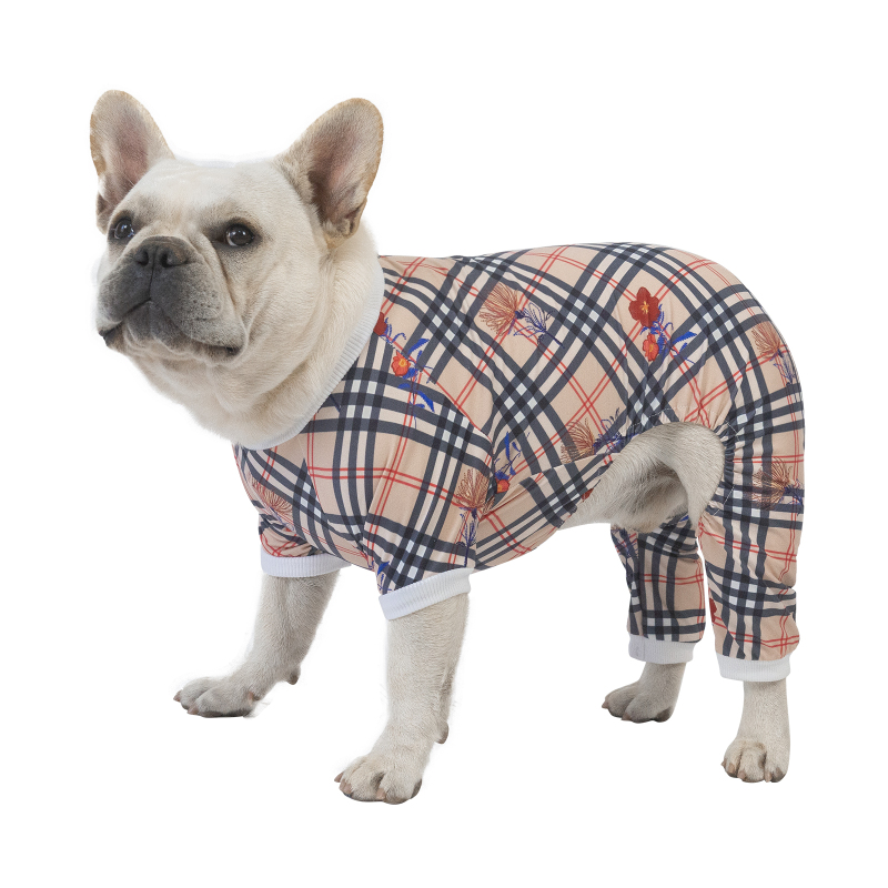 Cotton and Stretchy Dog Pajamas - Plaid 1