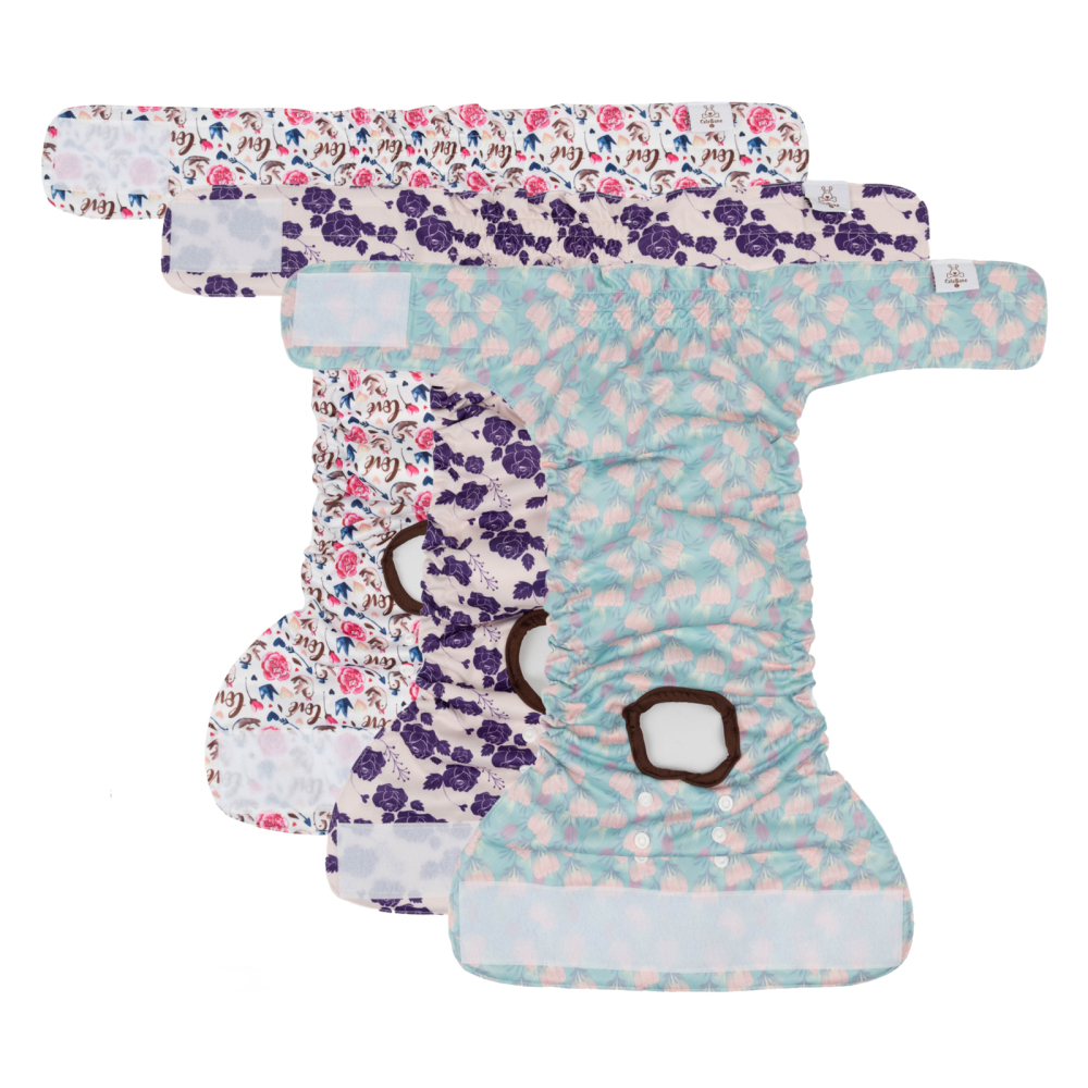 3 Pack Rose Pattern Female Dog Diaper