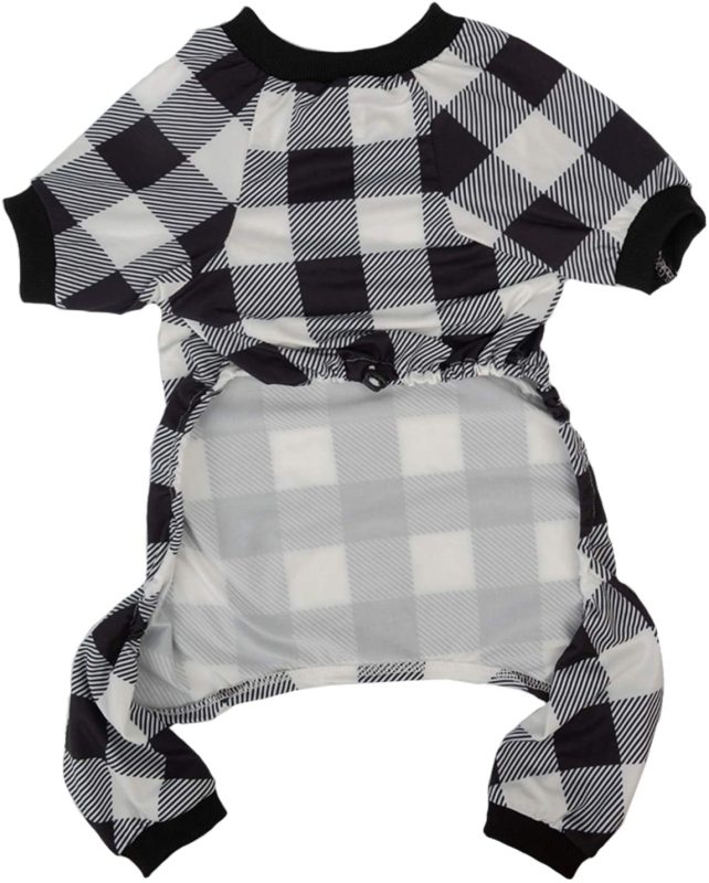 Cotton and Stretchy Dog Pajamas - Plaid White