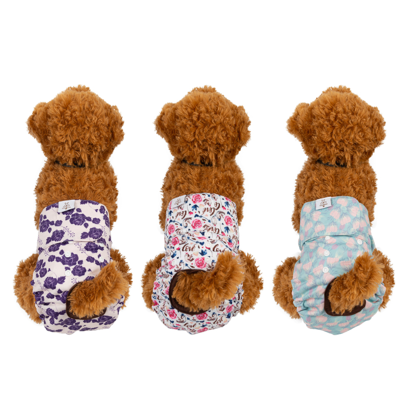 3 Pack Rose Pattern Female Dog Diaper