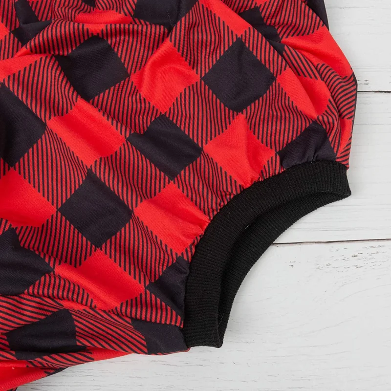 Cotton and Stretchy Dog Pajamas - Plaid Red