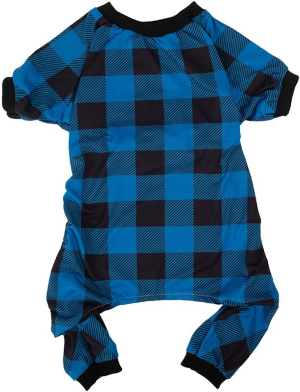 Cotton and Stretchy Dog Pajamas - Plaid Blue