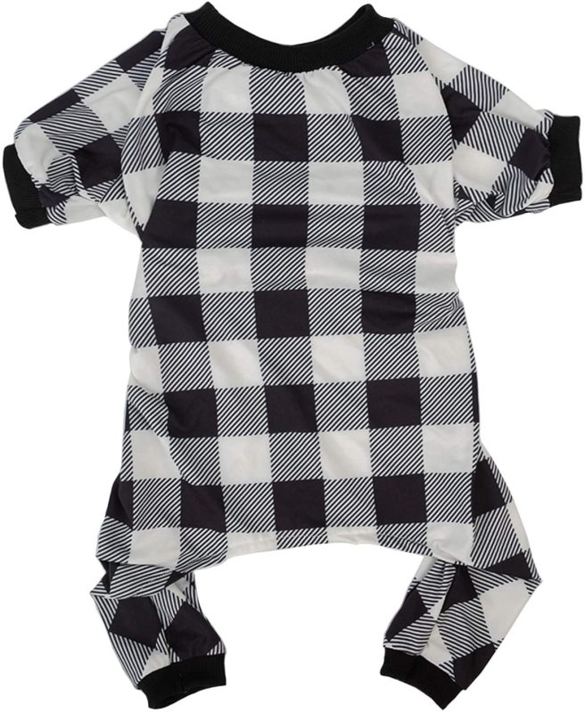 Cotton and Stretchy Dog Pajamas - Plaid White