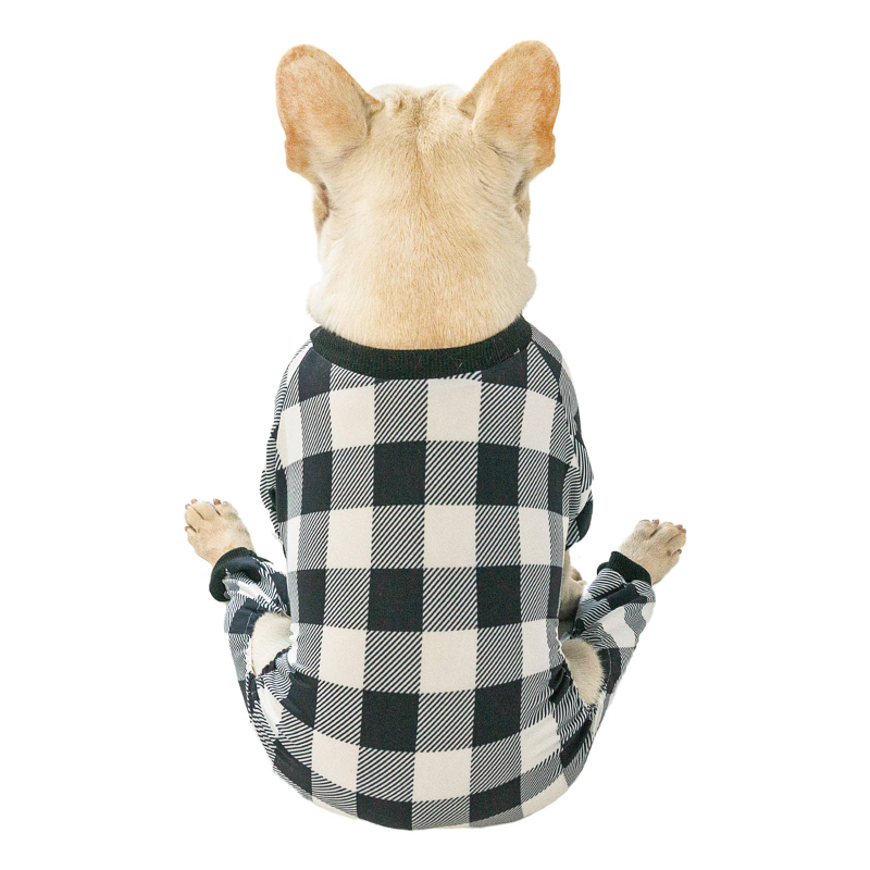 Cotton and Stretchy Dog Pajamas - Plaid White