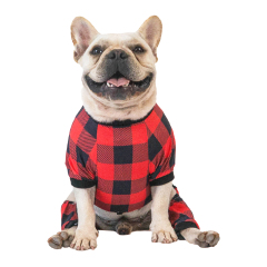 Cotton and Stretchy Dog Pajamas - Plaid Red