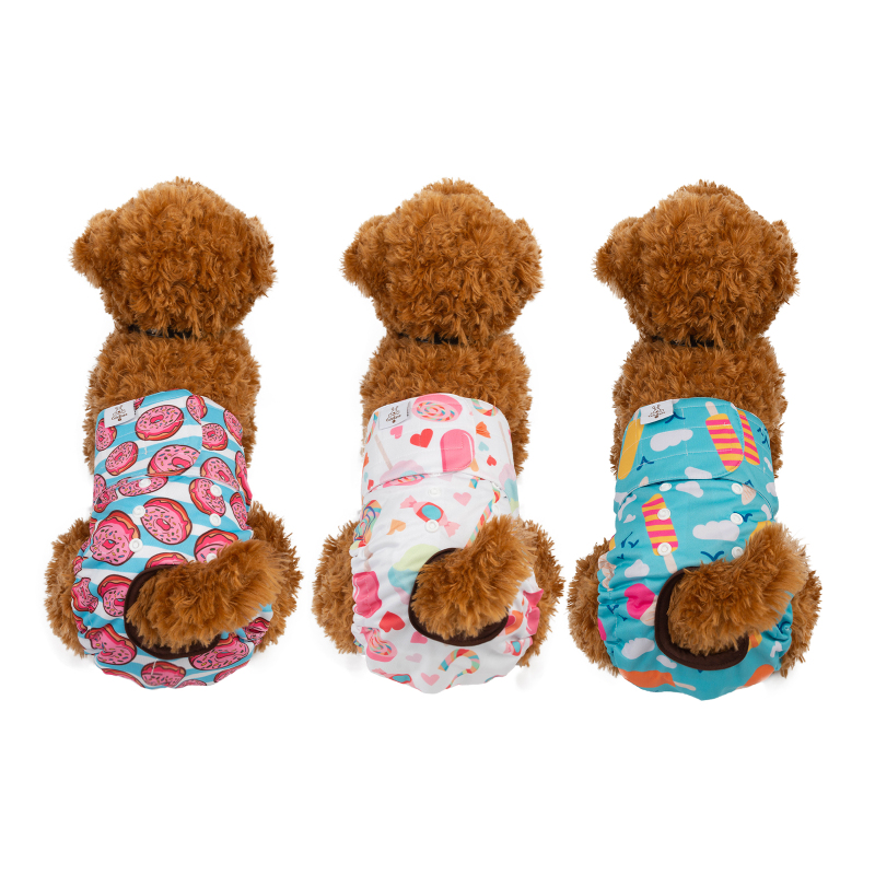 3 Pack Colorful Donuts Female Dog Diapers