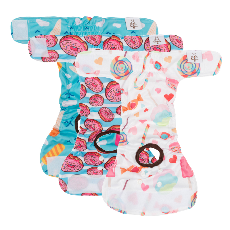 3 Pack Colorful Donuts Female Dog Diapers