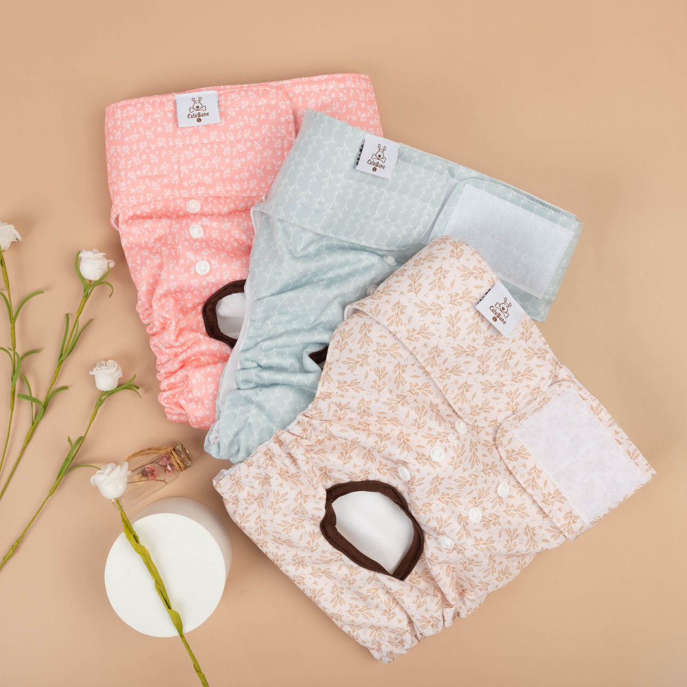 3 Pack Leaf Pattern Female Dog Diapers