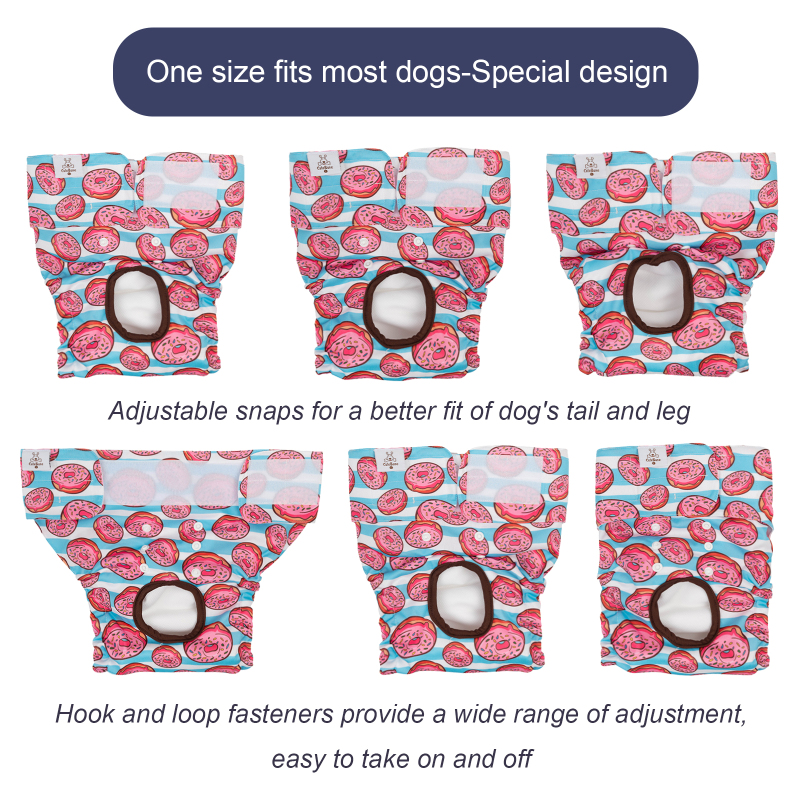 3 Pack Colorful Donuts Female Dog Diapers