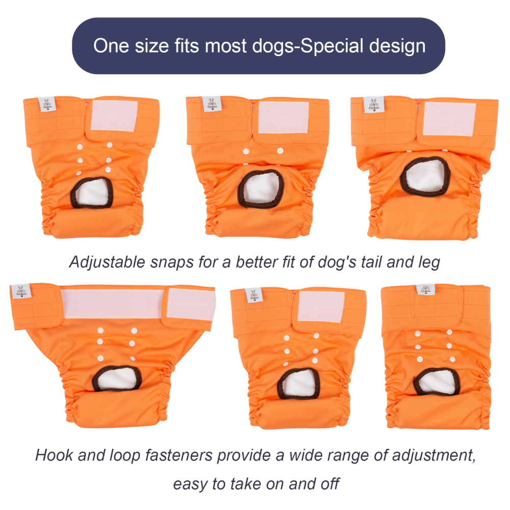 3 Pack Plain Color Female Dog Diapers -Pink&Yellow&Orange