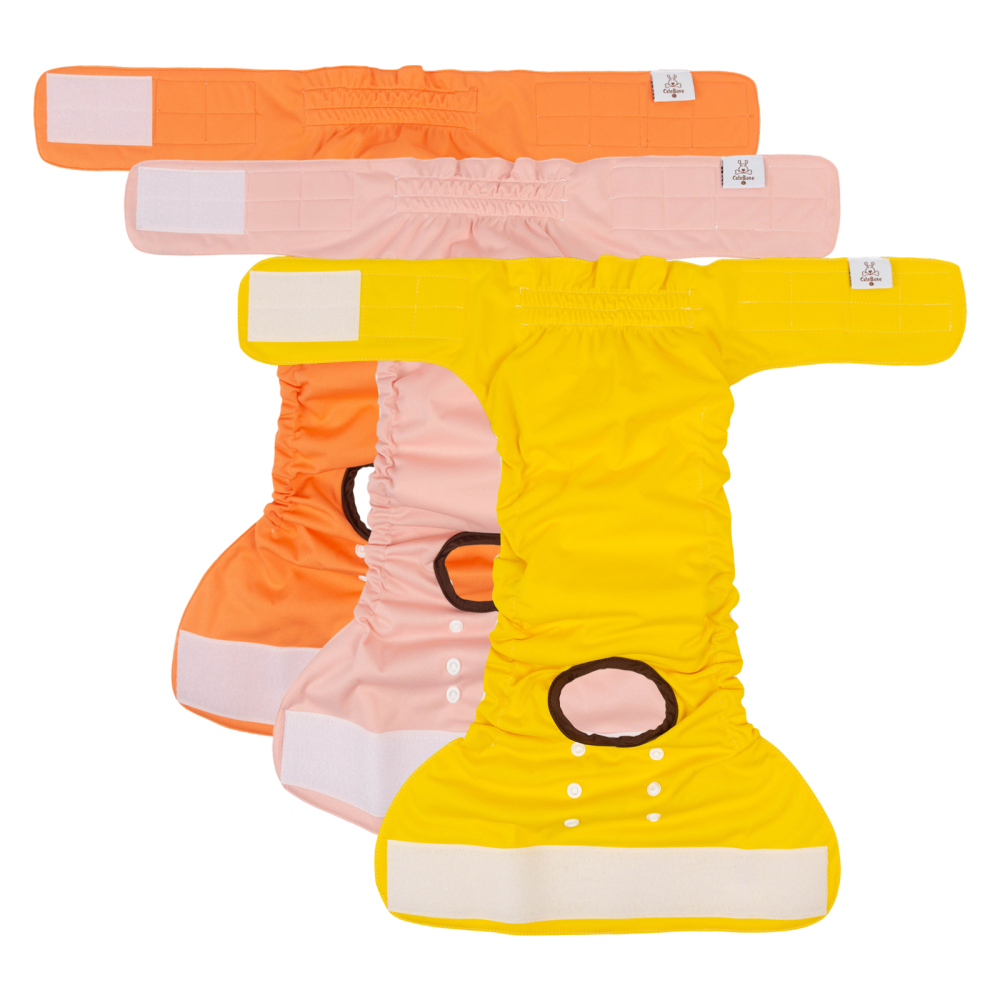 3 Pack Plain Color Female Dog Diapers -Pink&Yellow&Orange