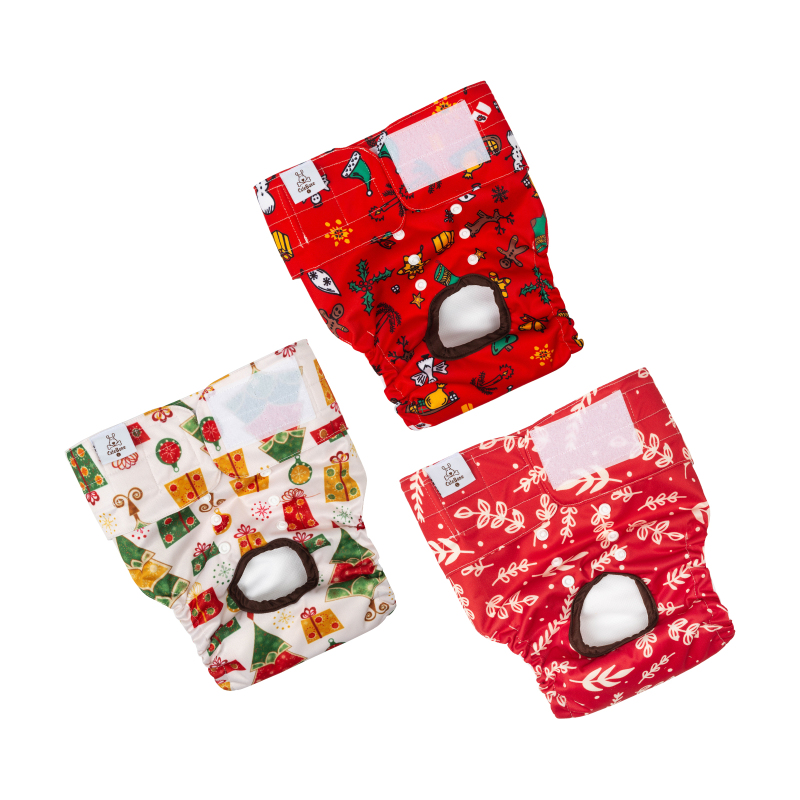 3 Pack Christmas Style Dog Diapers