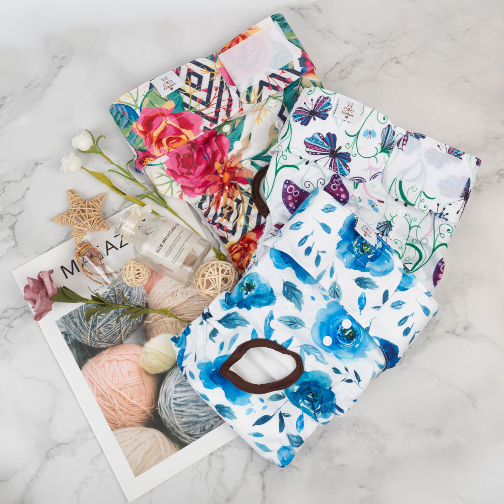 3 Pack Jungle Series Blue Female Dog Diapers