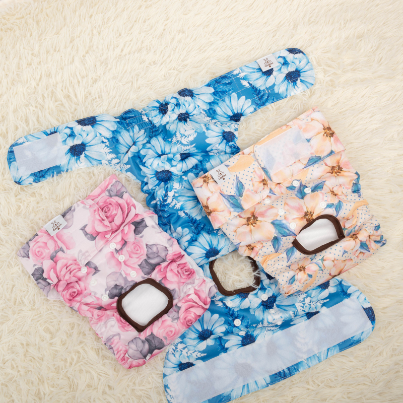 3 Pack Female Dog Diapers-Blue&amp;Pink&amp;Yellow Floral
