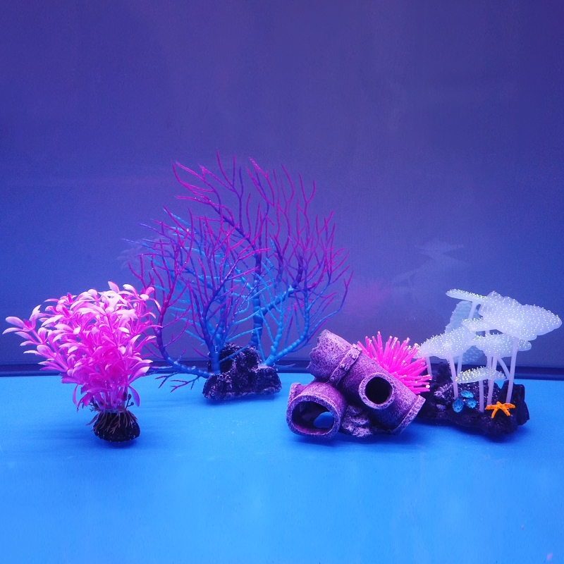 Petgoal Aquarium Fish Tank Decorations Accessories Decor Set