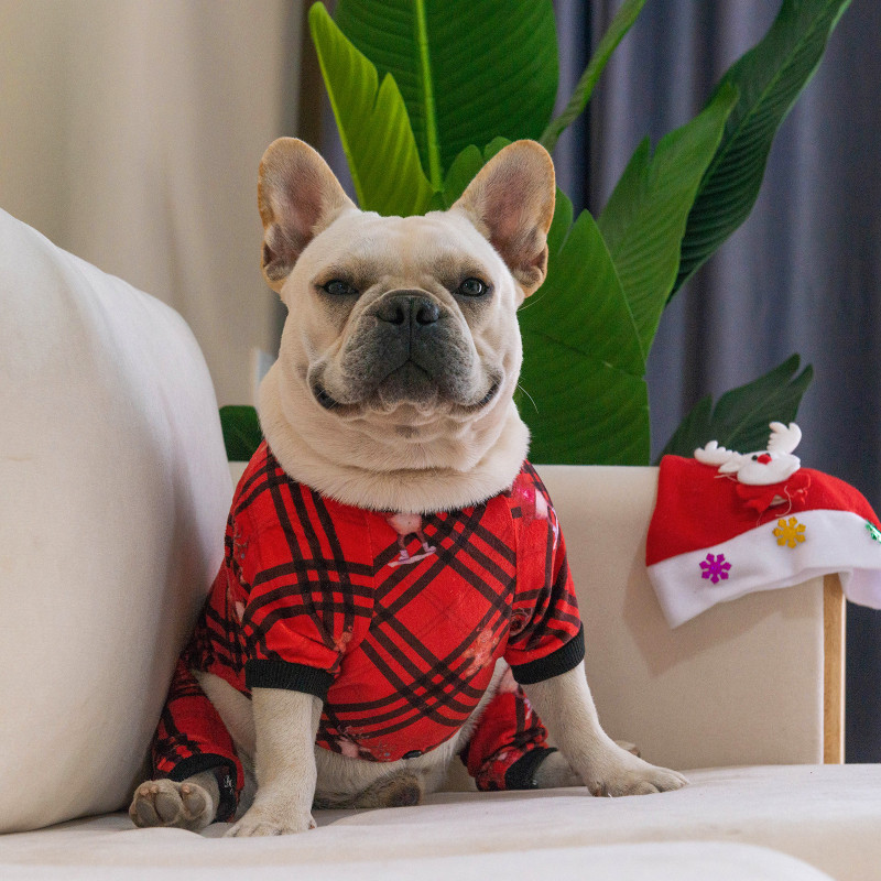 Christmas Buffalo Plaid Pajamas Sweater Gifts for Small Dogs Clothes