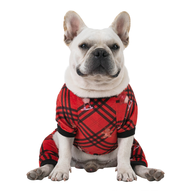 Christmas Buffalo Plaid Pajamas Sweater Gifts for Small Dogs Clothes