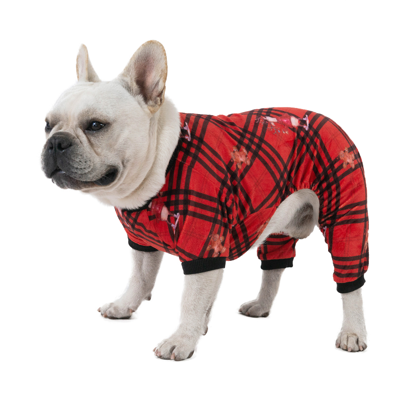 Christmas Buffalo Plaid Pajamas Sweater Gifts for Small Dogs Clothes