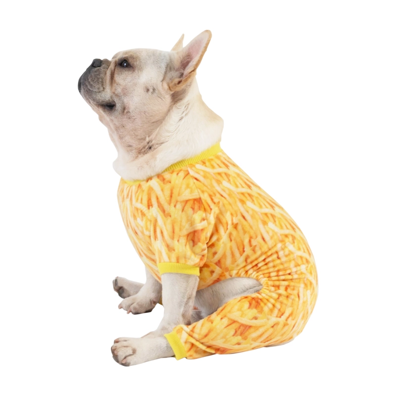 Winter Dog Pajamas French Fries Pattern