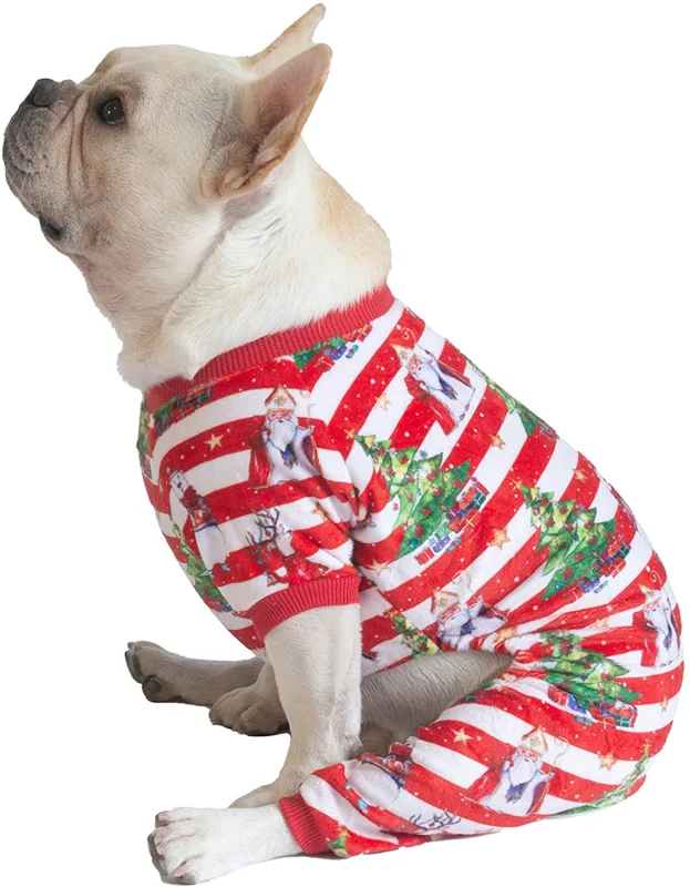 CuteBone Christmas Dog Pajamas Costumes Cute Pjs Pet Clothes Winter Holiday Outfit Shirt for Doggie Onesies