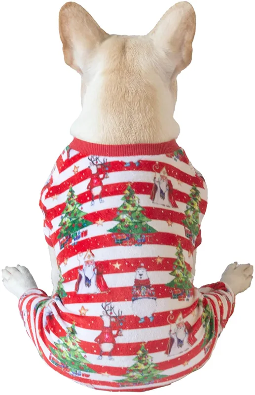 CuteBone Christmas Dog Pajamas Costumes Cute Pjs Pet Clothes Winter Holiday Outfit Shirt for Doggie Onesies