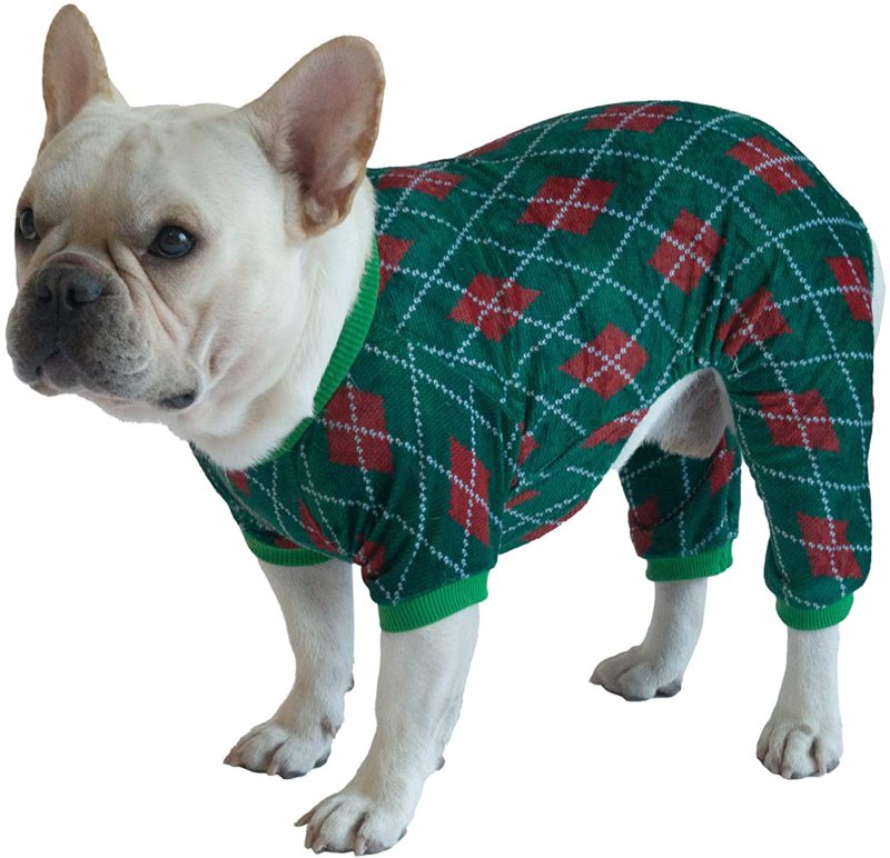 CuteBone Christmas Dog Pajamas Costumes Cute Pjs Pet Clothes Winter Holiday Outfit Shirt for Doggie Onesies