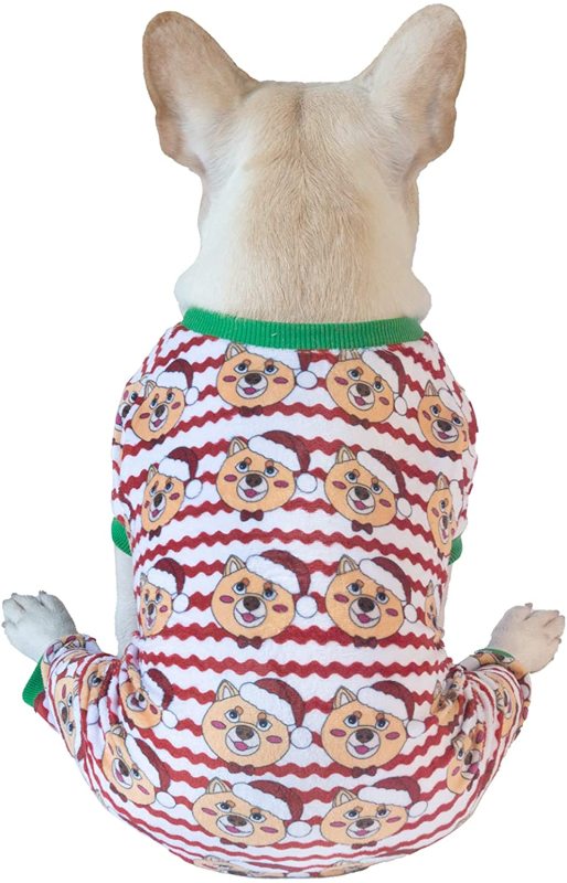 CuteBone Christmas Dog Pajamas Costumes Cute Pjs Pet Clothes Winter Holiday Outfit Shirt for Doggie Onesies