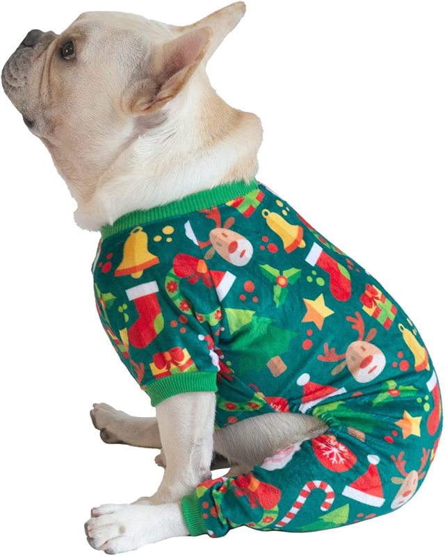 CuteBone Christmas Dog Pajamas Costumes Cute Pjs Pet Clothes Winter Holiday Outfit Shirt for Doggie Onesies