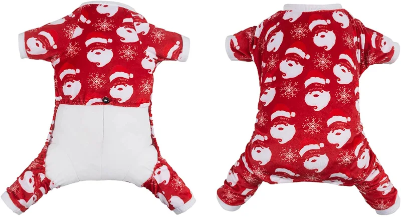 CuteBone Christmas Dog Pajamas Costumes Cute Pjs Pet Clothes Winter Holiday Outfit Shirt for Doggie Onesies