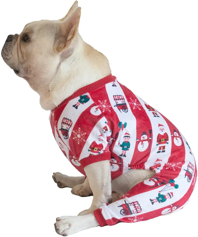 CuteBone Christmas Dog Pajamas Costumes Cute Pjs Pet Clothes Winter Holiday Outfit Shirt for Doggie Onesies