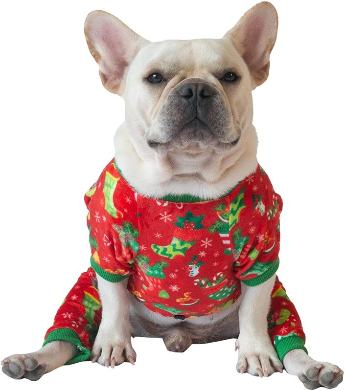 CuteBone Christmas Dog Pajamas Costumes Cute Pjs Pet Clothes Winter Holiday Outfit Shirt for Doggie Onesies