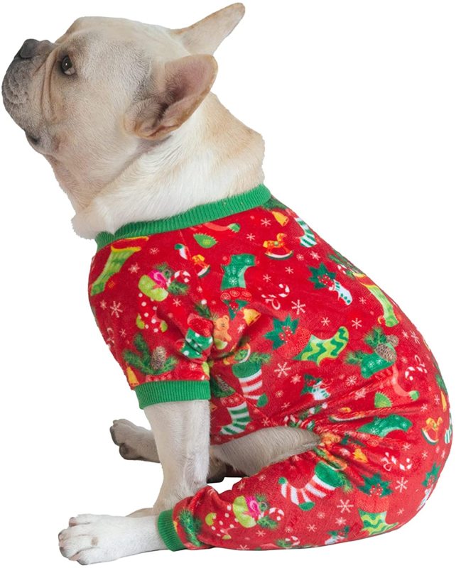 CuteBone Christmas Dog Pajamas Costumes Cute Pjs Pet Clothes Winter Holiday Outfit Shirt for Doggie Onesies