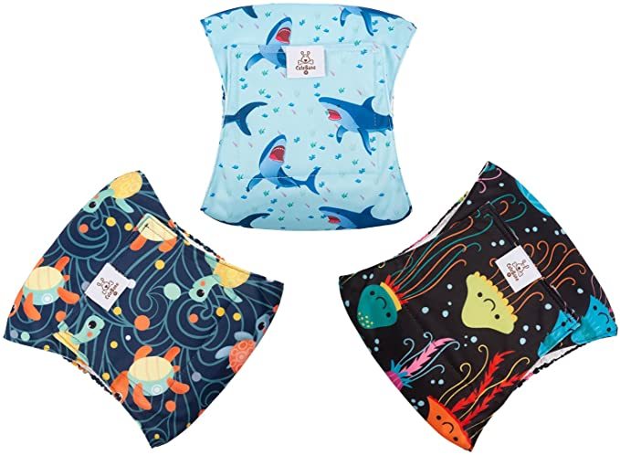 CuteBone Dog Diapers Male Washable Belly Band for Male Dogs Wraps 3pcs a Pack