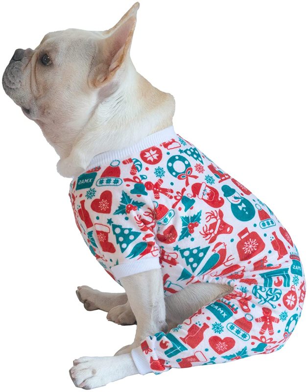 CuteBone Christmas Dog Pajamas Costumes Cute Pjs Pet Clothes Winter Holiday Outfit Shirt for Doggie Onesies