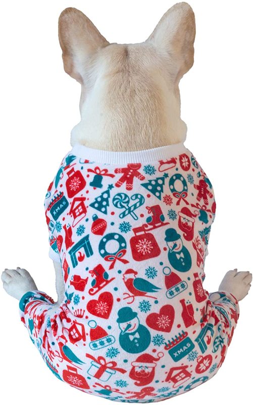CuteBone Christmas Dog Pajamas Costumes Cute Pjs Pet Clothes Winter Holiday Outfit Shirt for Doggie Onesies