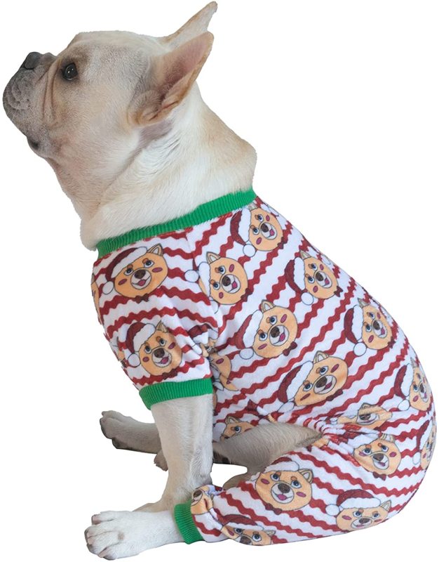 CuteBone Christmas Dog Pajamas Costumes Cute Pjs Pet Clothes Winter Holiday Outfit Shirt for Doggie Onesies