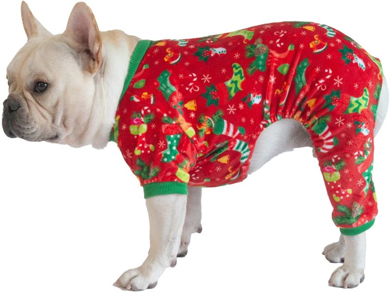 CuteBone Christmas Dog Pajamas Costumes Cute Pjs Pet Clothes Winter Holiday Outfit Shirt for Doggie Onesies