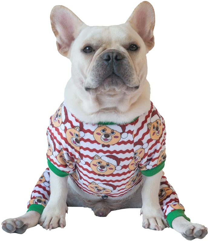 CuteBone Christmas Dog Pajamas Costumes Cute Pjs Pet Clothes Winter Holiday Outfit Shirt for Doggie Onesies